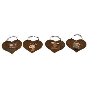 Crazy Mountain Henton Rustic Tin Farmhouse Cabin Decor Ornaments Set Of 4
